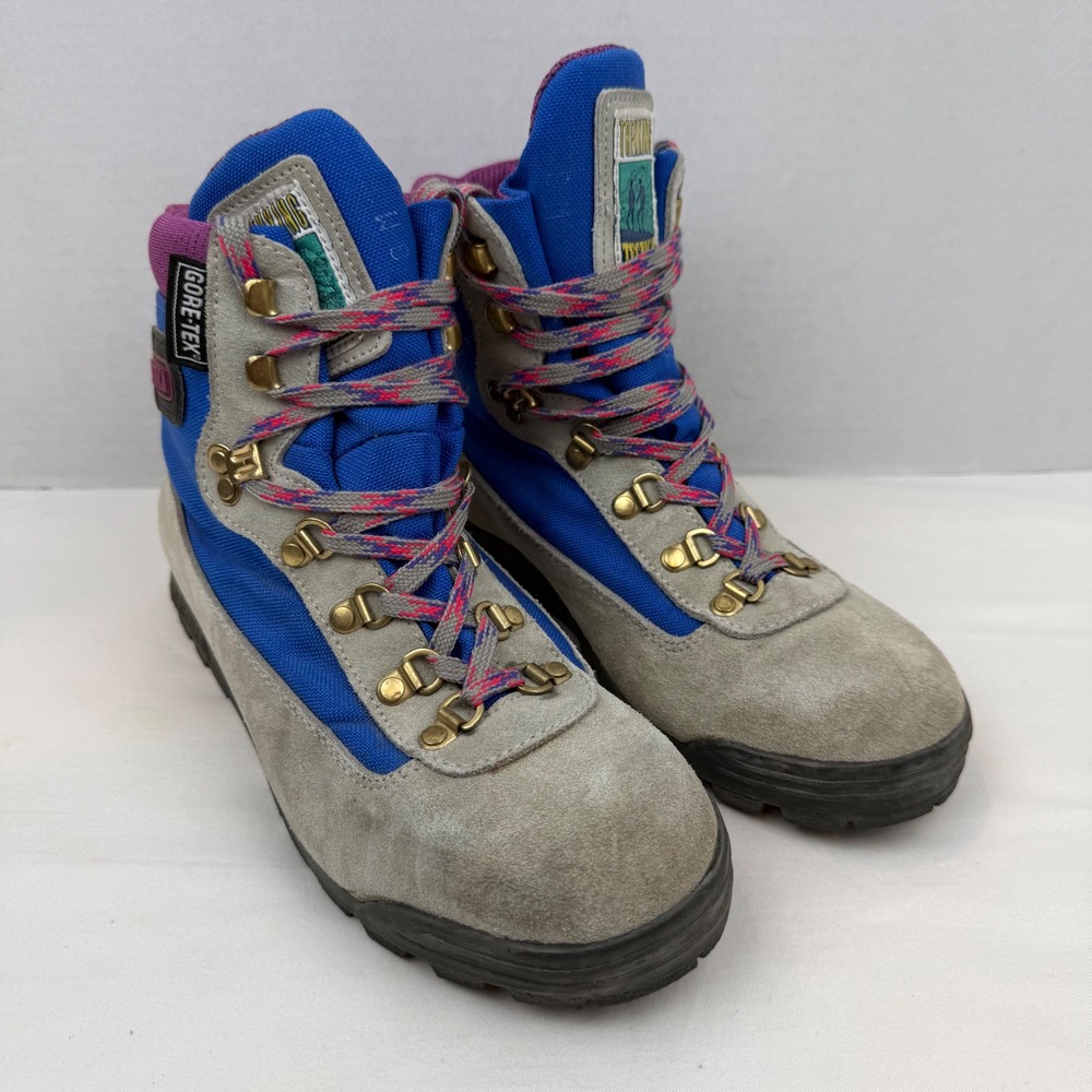 Tecnica Trekking Gore-Tex Hiking Boots Vintage Made in Italy Blue Magenta Grey
